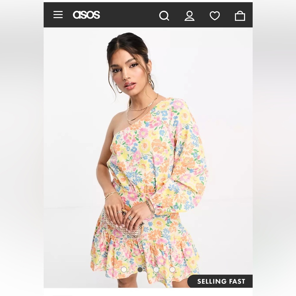 ASOS one shoulder floral dress. US size 12, NWT